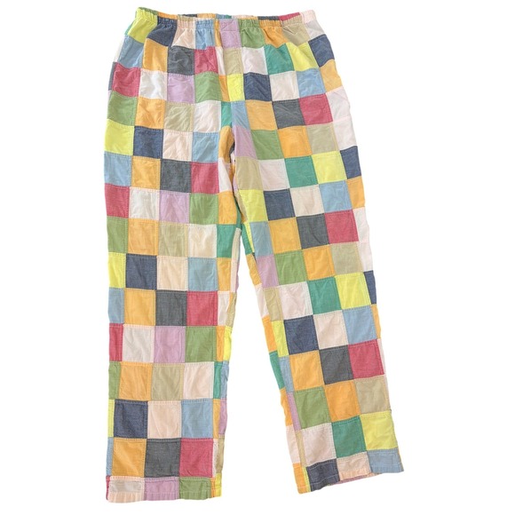 Orvis Pants - Vtg Orvis Patchwork Pull On Pants Multicolored High Rise XL Checkerboard Pattern